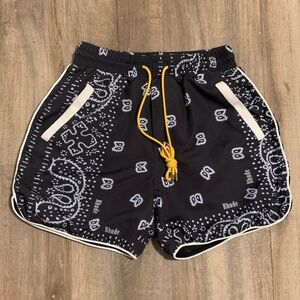 Rhude Black and White Bandana Print Men Shorts